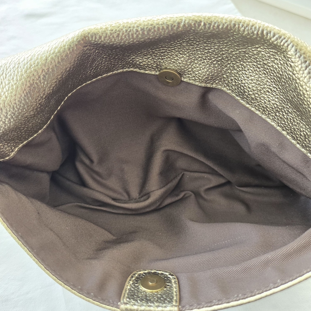 J.Crew Gold Pebble Grain Leather Flap Envelope Clutch - Picture 6 of 10